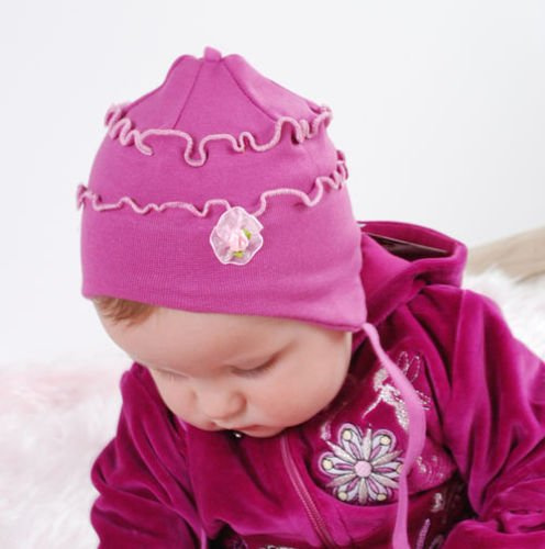 Czapka z różą -lila-róż