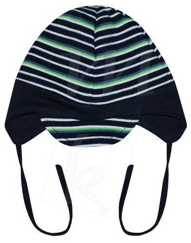 Czapka z daszkiem w paski- granat