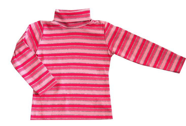 Golf w paski - różowy ze srebrem