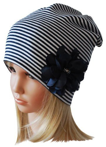 Czapka Dziewczęca biało-granatowa