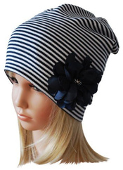 Czapka Dziewczęca biało-granatowa