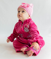 Komplet Baby Girl z weluru- różowy