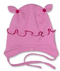 Czapka niemowlęca z falbanką - lila