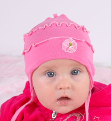 Czapka z różą -lila-róż