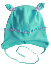 Czapka z falbanką turkusowa