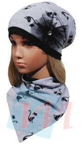 Komplet 'K56'- czapka+chusta kotki