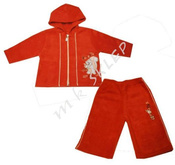 Komplet polarowy z wypustką roz.68,74 ceglasty