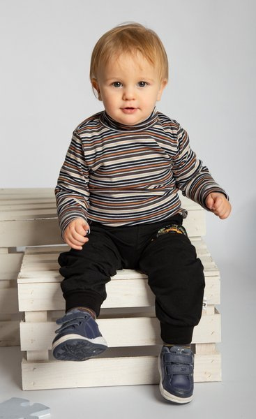 Golf w paski roz.92-122 czarno-beżowy