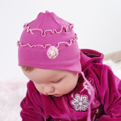 Czapka z różą -lila-róż