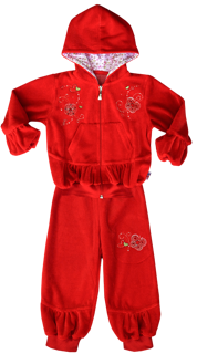 Świąteczny Komplet welur FLOWER - czerwony