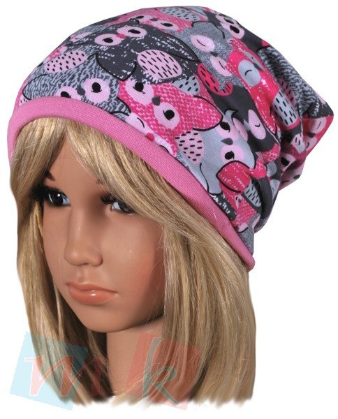 Czapka 'Sowy'- różowa