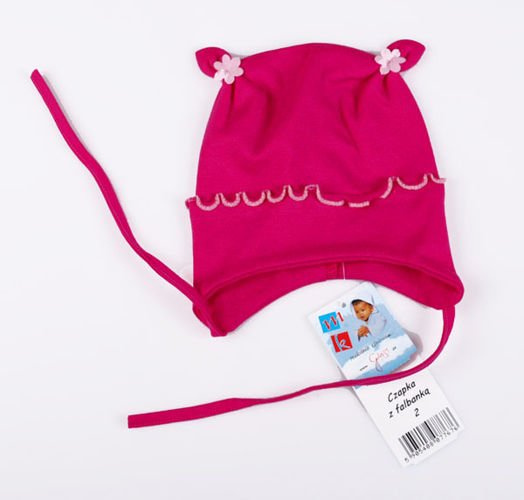 Czapka z falbanką turkusowa