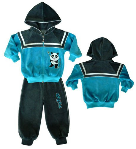 Komplet welur Puppy- turkusowy