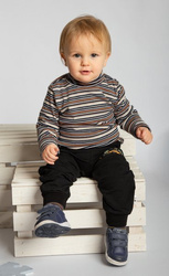 Golf w paski roz.92-122 czarno-beżowy