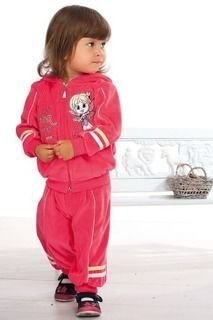 Komplet z weluru Dziecięcy- brzoskwiniowy