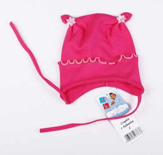 Czapka z falbanką turkusowa