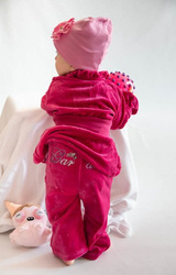 Komplet Baby Girl z weluru- różowy
