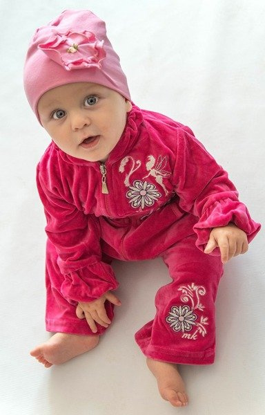 Komplet Baby Girl z weluru- różowy