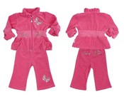 Komplet Baby Girl z weluru- różowy